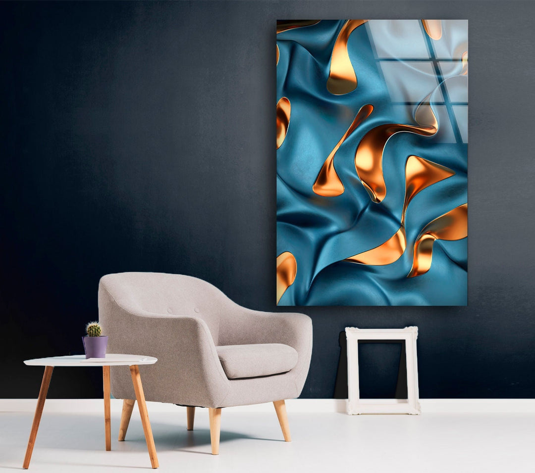 Bronze Blue Abstract Modern Glass printing Wall Art