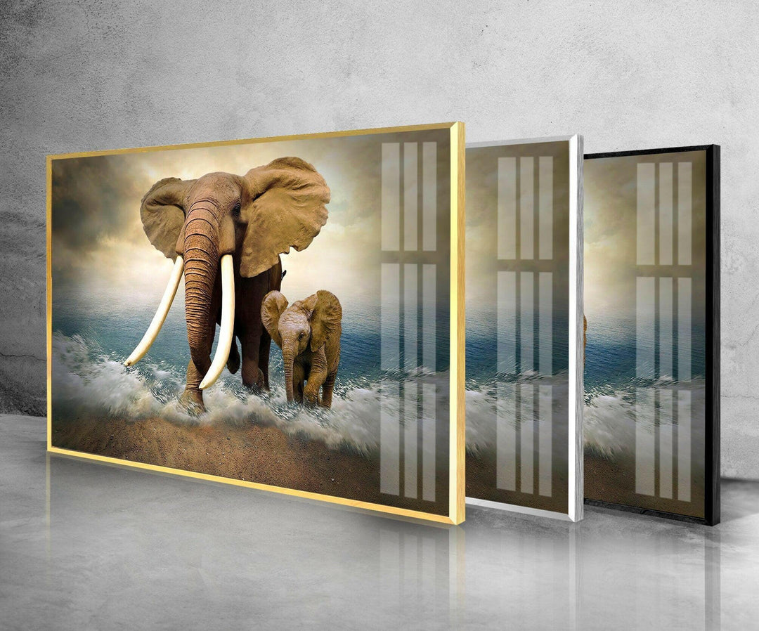 Ocean Elephants Glass Wall Art             glass wall decor, glass wall art decor