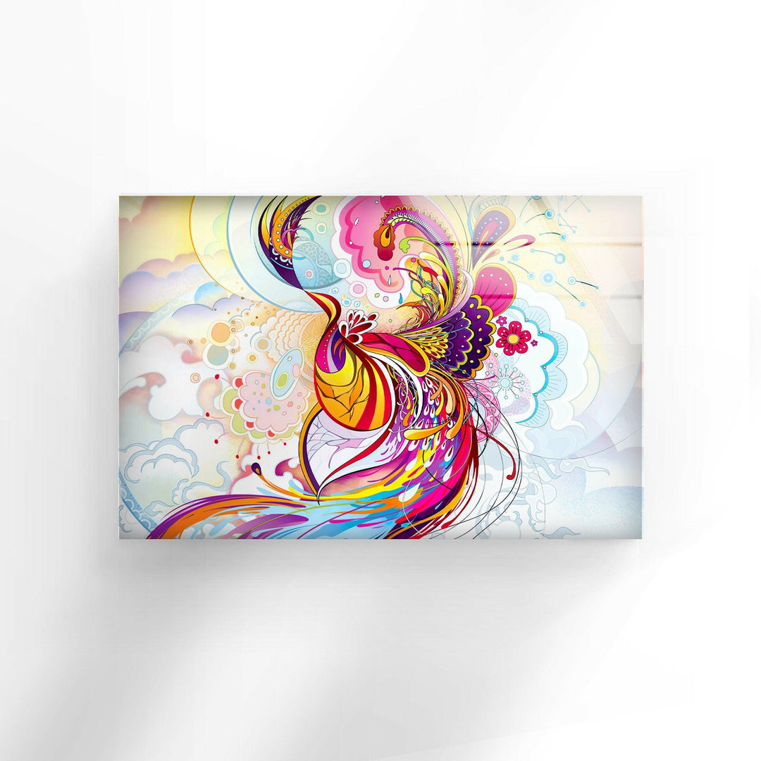 Abstract Pink Phoenix Glass Wall Art custom glass photo prints, large glass prints
