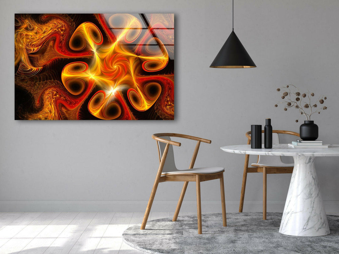 Abstract Orange Fractal Glass Wall Art large glass photo prints, glass wall photos
