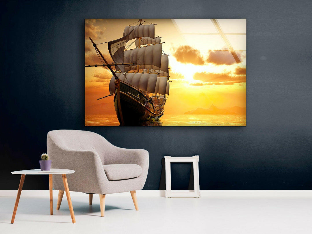 Sailer and Sunset Glass Wall Art art glass wall art, glass wall art pictures