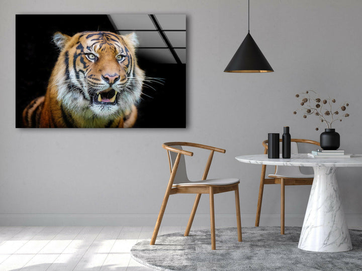 Sumatran Tiger Glass Wall Art picture on glass wall art, photos printed on glass