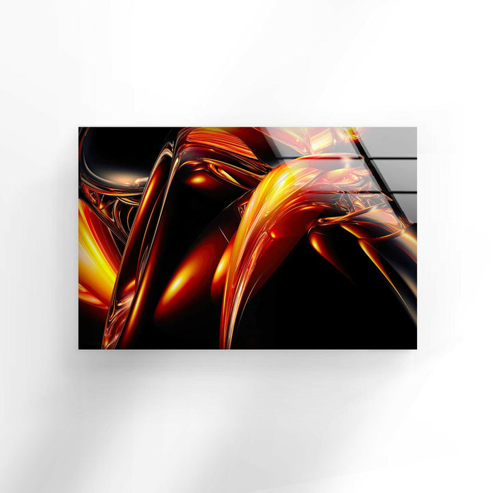 Orange & Black Fractal Abstract Glass Wall Art glass image printing, glass prints from photos
