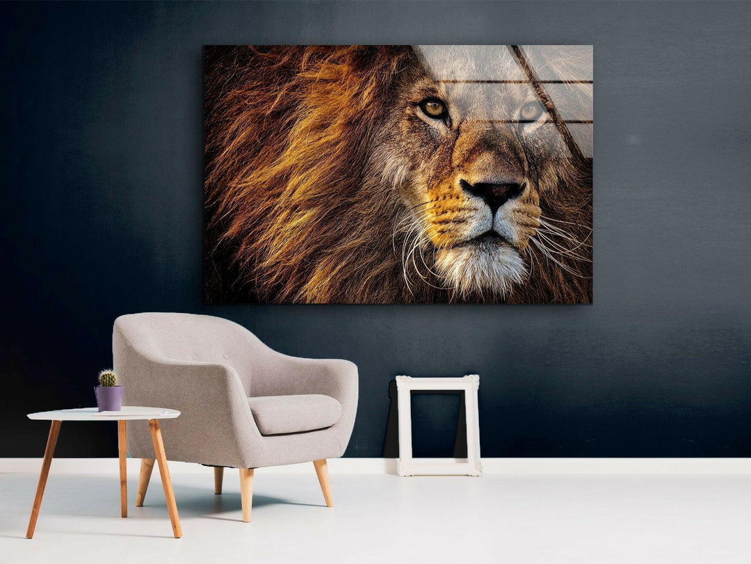 Lion Wild Life Glass Wall Art glass image printing, glass prints from photos