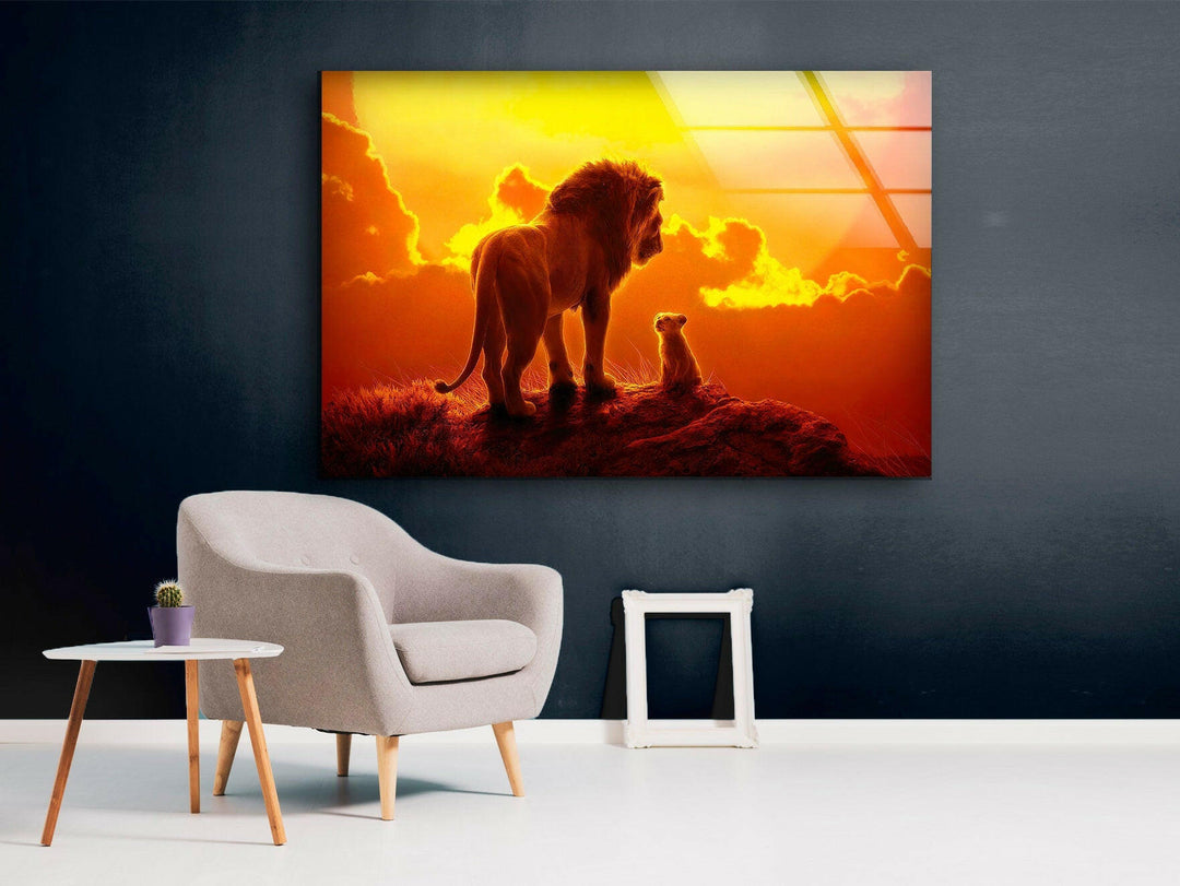 Orange Lion King Glass Wall Art print picture on glass, Tempered Glass Wall Art