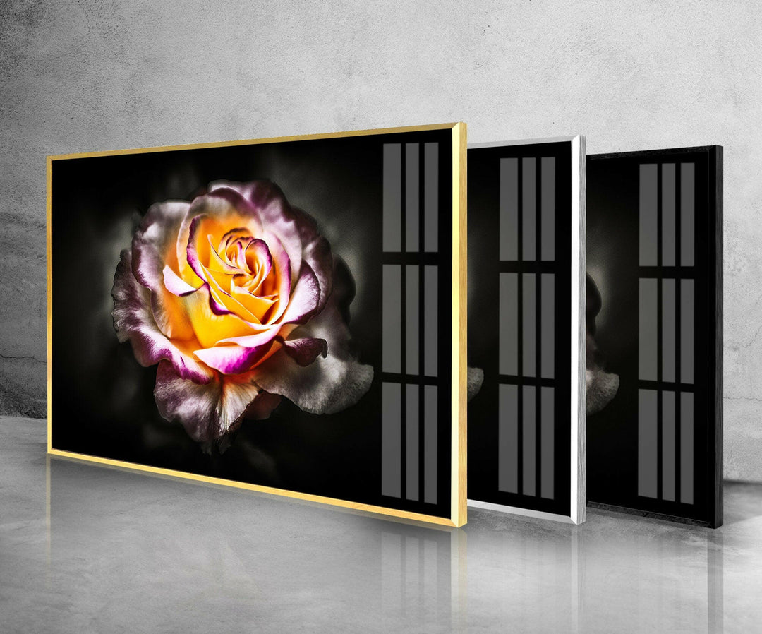 Yellow & Red Rose Glass Wall Art, glass image printing, glass prints from photos