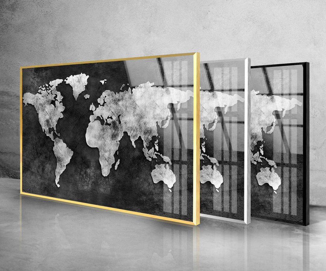 Modern World Map Glass Wall Art