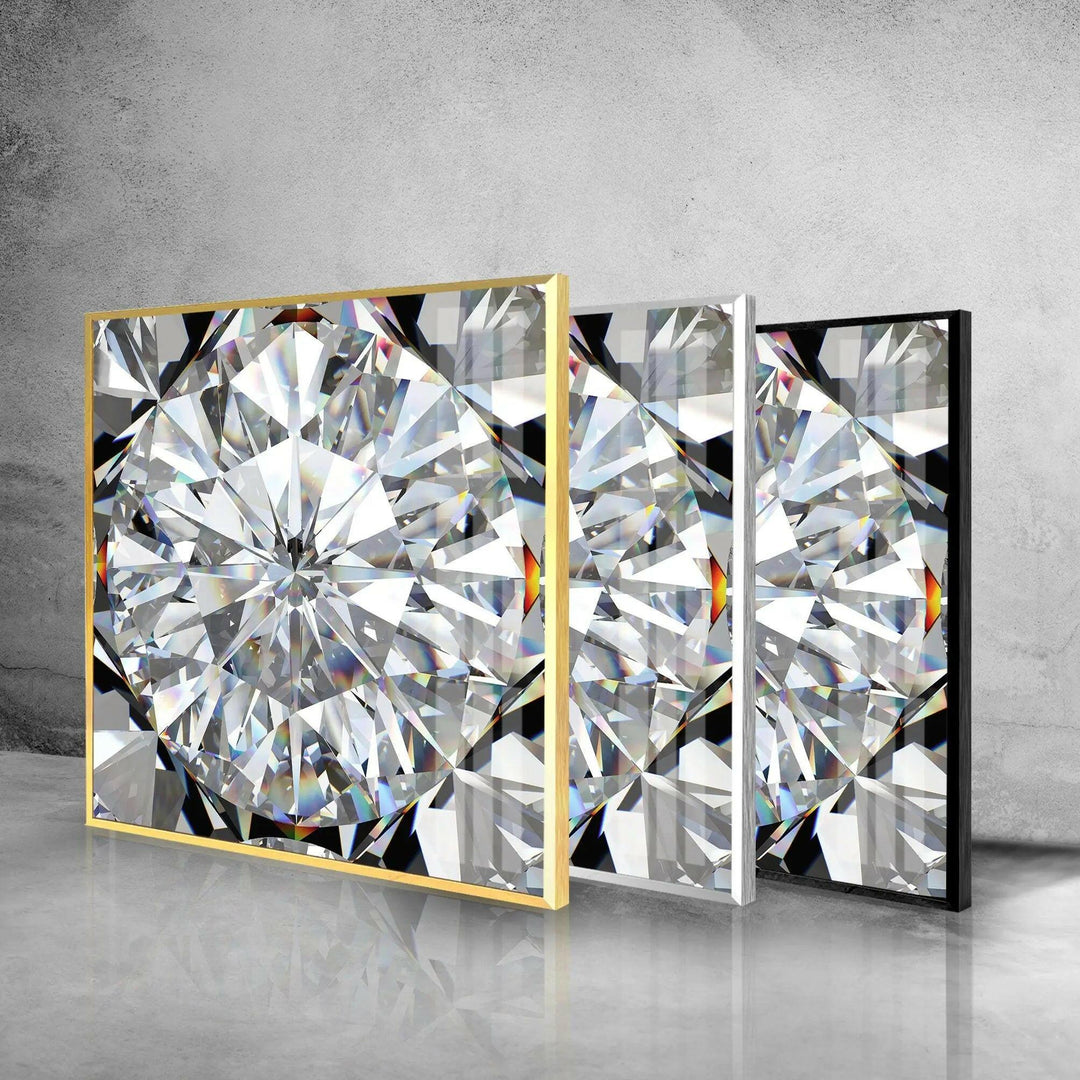 White Diamond Abstract Glass Wall Art