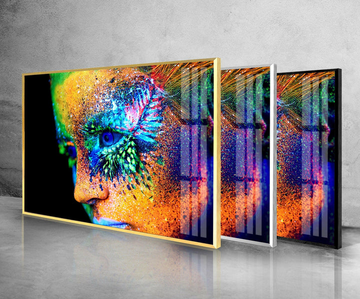 Neon Woman Face Tempered Glass Wall Art - MyPhotoStation