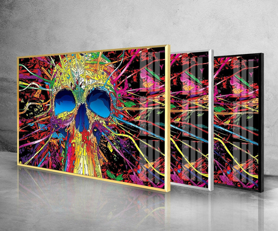 Colorful Skull Art Glass Wall Art