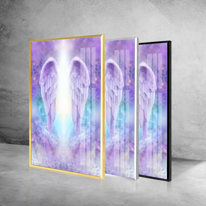 Purple Angel Wings Glass Picture Prints & Cool Wall Art