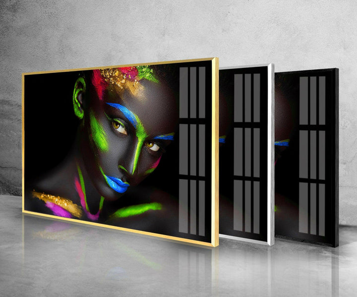 Elegant Neonwoman Tempered Glass Wall Art - MyPhotoStation