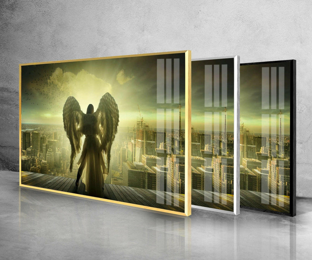 Angel Woman Glass Wall Art