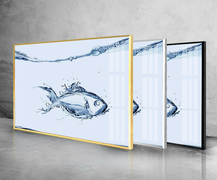 Fish Made of Water Glass Wall Art glass pictures for Wall, glass prints wall art