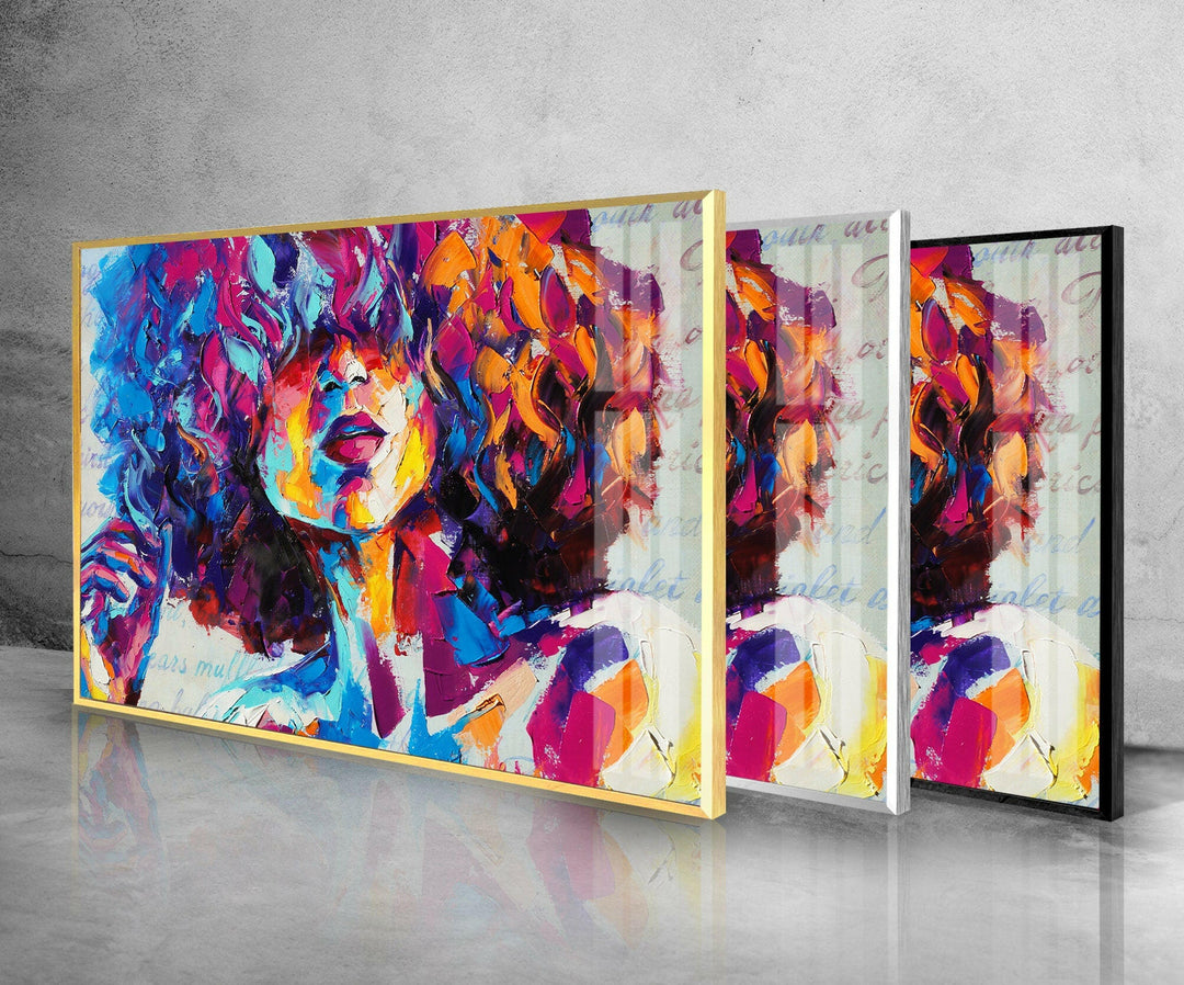 Afro Woman Glass Wall Art