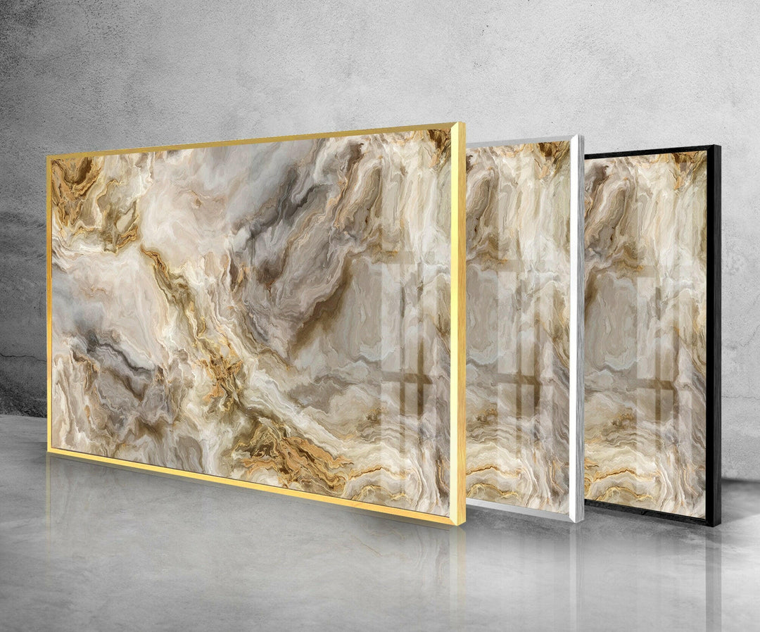 White Marble Gray & Gold Veins Glass Wall Art, print on glass, glass printed photos