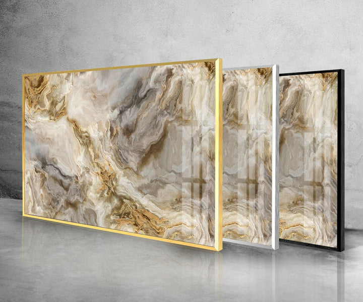 White Marble Gray & Gold Veins Glass Wall Art, print on glass, glass printed photos