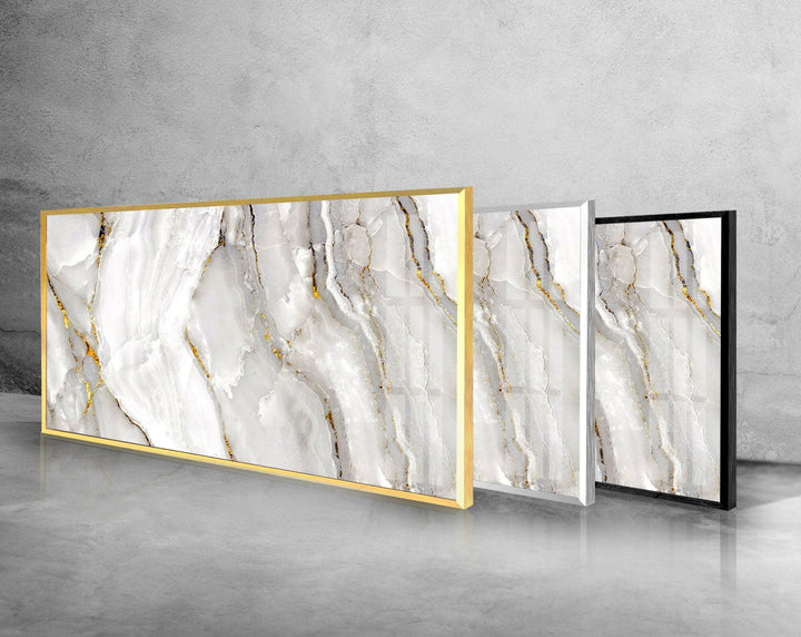 Gold & White Marble Glass Wall Art, photo print on glass, prints on glass wall art