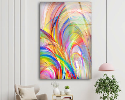 Abstract Fractal Soft Colors Glass Wall Art