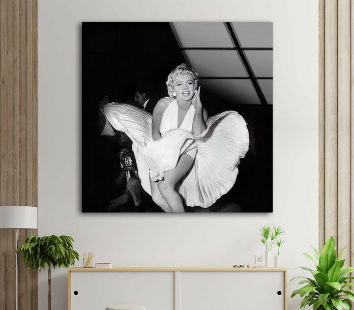 Marilyn Monroe White & Black Glass Wall Art glass photo prints, glass picture prints
