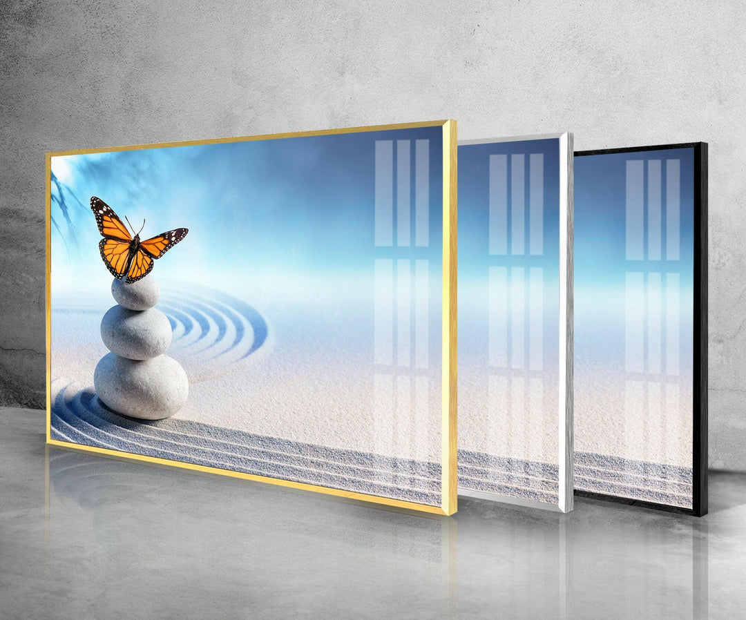 Zen Spa Stones Butterfly Cool Wall Art & Glass Wall Decor