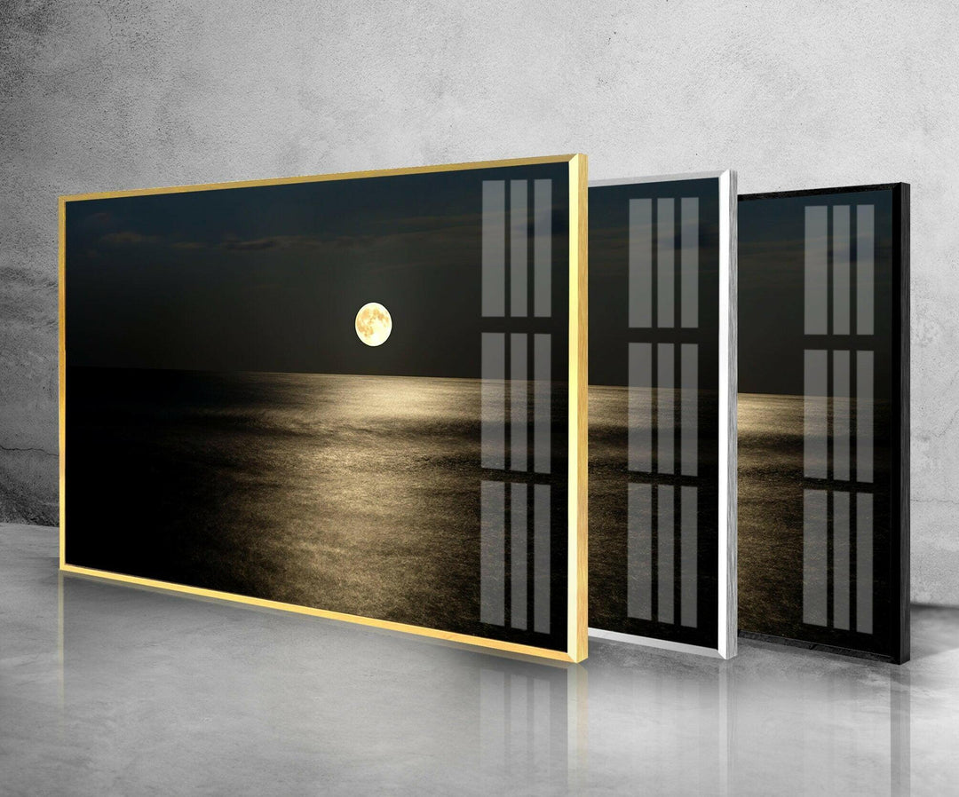 Full Moon Rising Glass Wall Art custom glass pictures, glass art prints