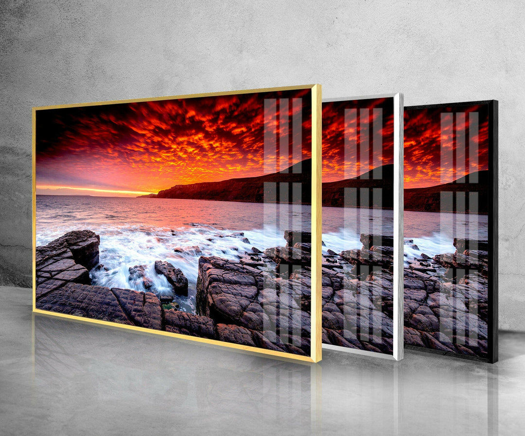 Sky Red at Night Glass Wall Art