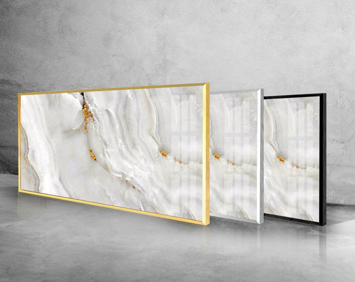 White Marble Glass Wall Art, large glass photo prints, glass wall photos