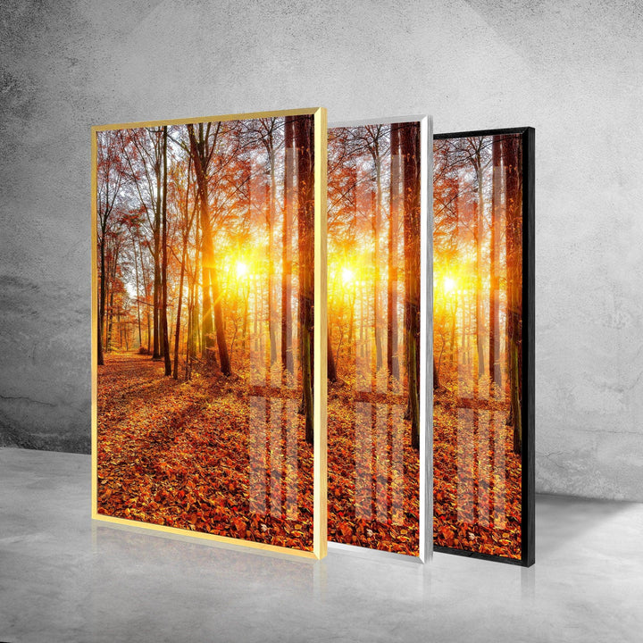 Spring Leaves Sunset Glass Wall Art glass image printing, glass prints from photos