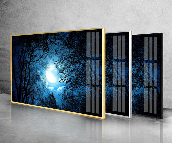 Mysterious Night Forest Glass Wall Art large glass photo prints, glass wall photos