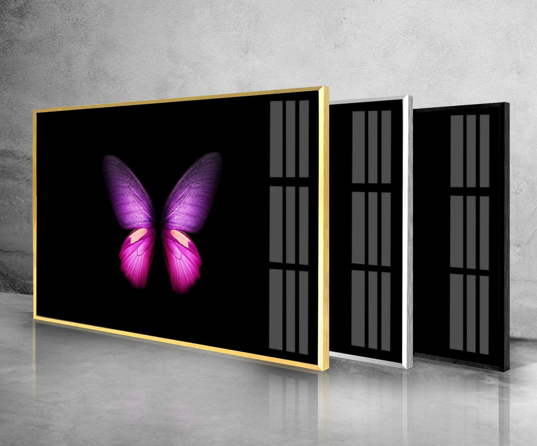 Purple Butterfly Glass Wall Art glass art painting, glass art for the Wall