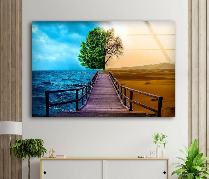 Desert & Ocean Tree Glass Wall Art Glass Printing Wall Art, Print photos on glass