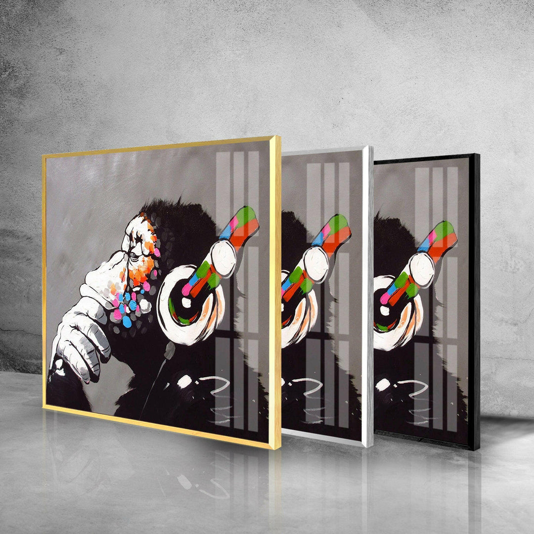 Thinking Monkey Glass Wall Art