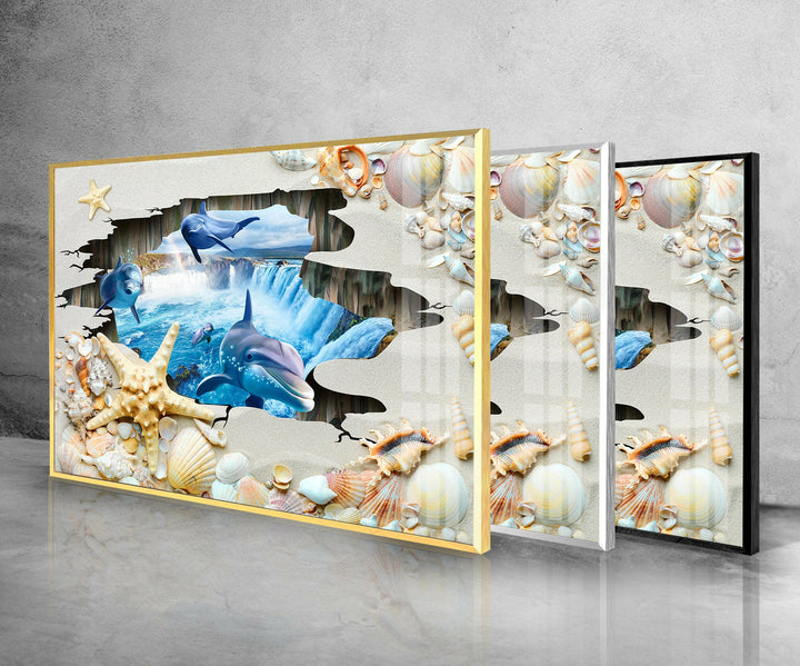 3D Dolphins Glass Wall Art art glass wall art, glass wall art pictures