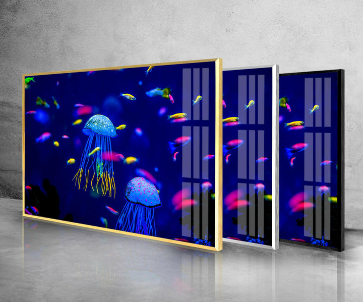 Ocean Jellyfish Glass Wall Art large glass photo prints, glass wall photos