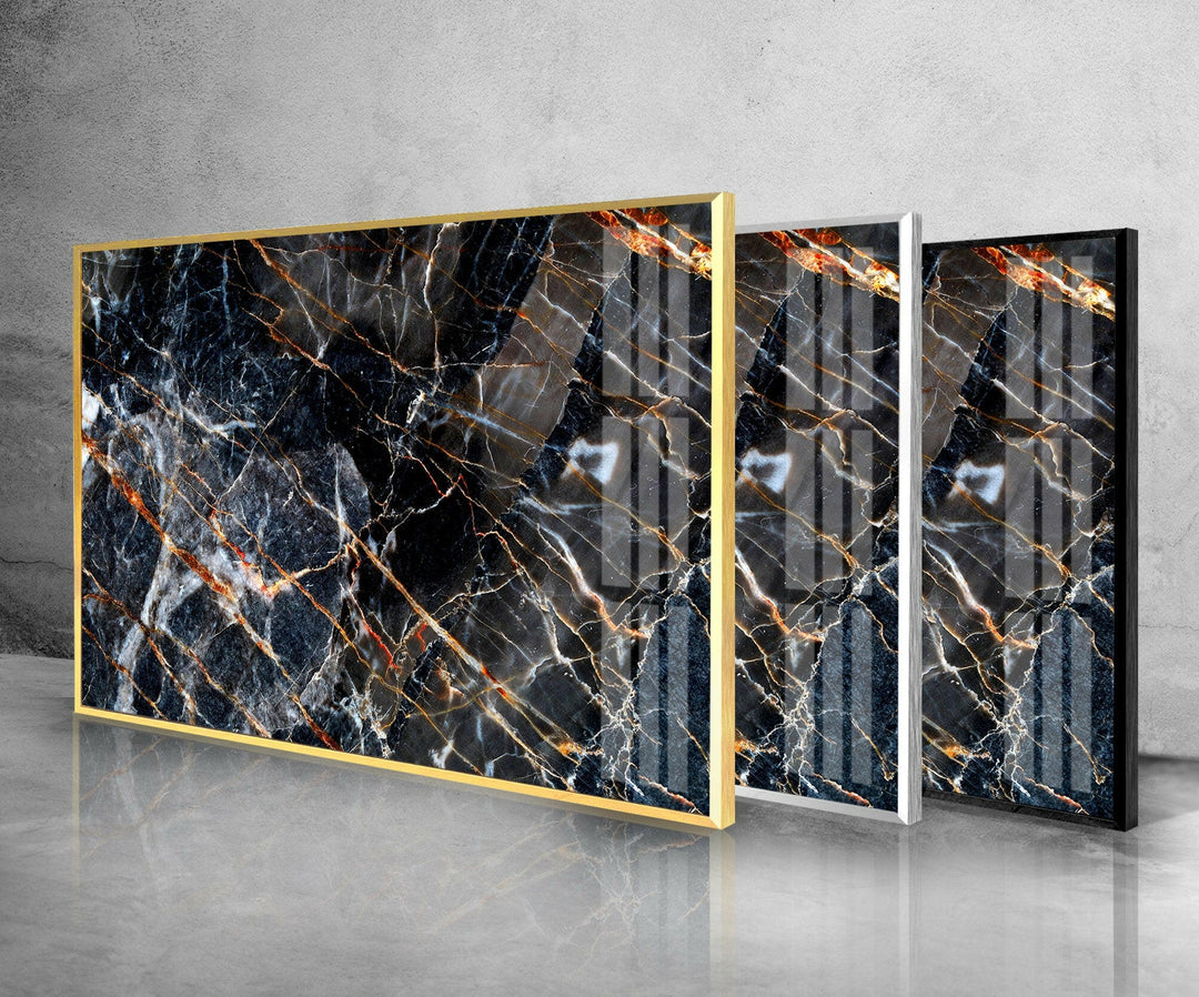 Black Abstract Marble Glass Wall Art glass pictures for Wall, glass prints wall art