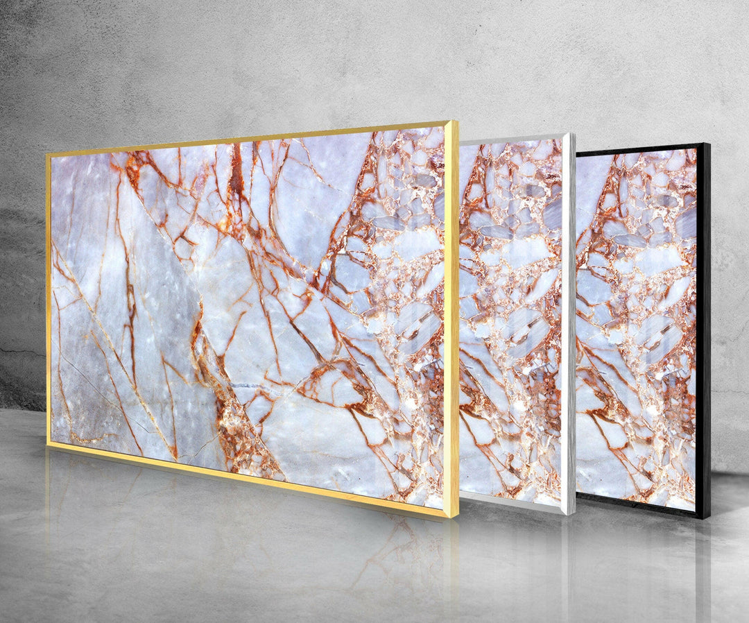 Rose Gold Marble Abstract Glass Wall Art