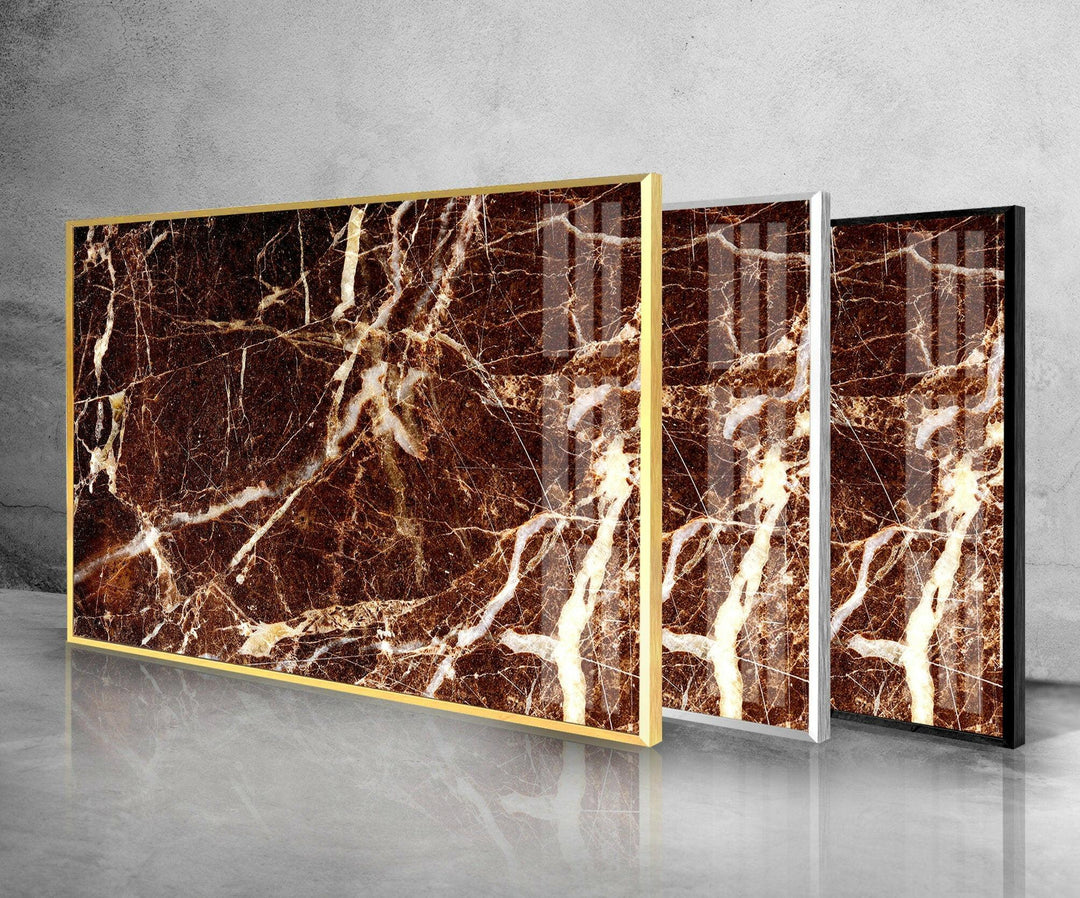 Brown & White Marble Abstract Glass Wall Art glass pictures for Wall, glass prints wall art