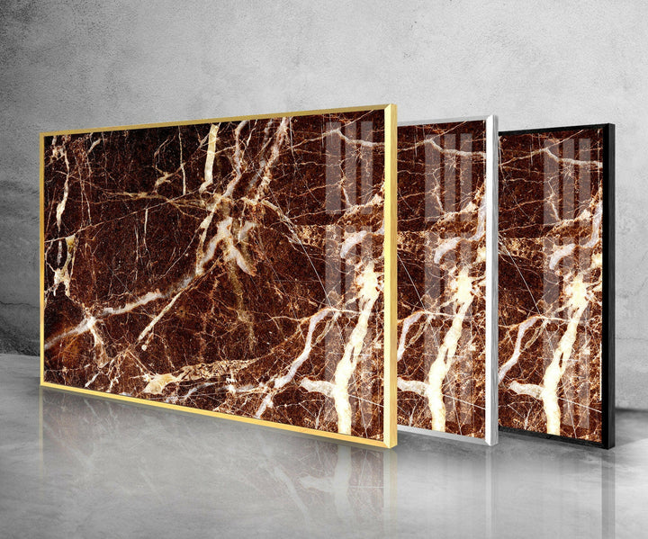 Brown & White Marble Abstract Glass Wall Art glass pictures for Wall, glass prints wall art