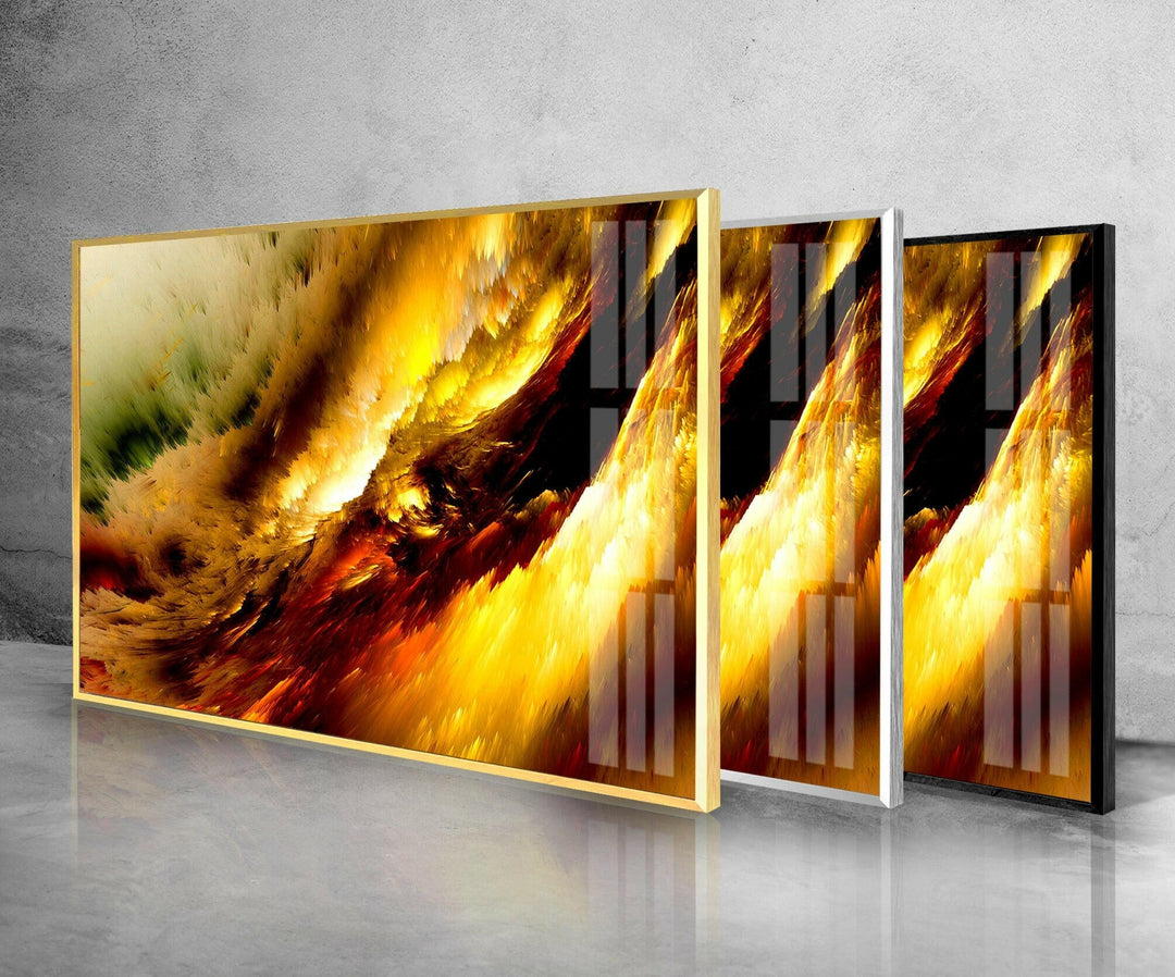 Yellow Clouds Abstract Art Glass Wall Art