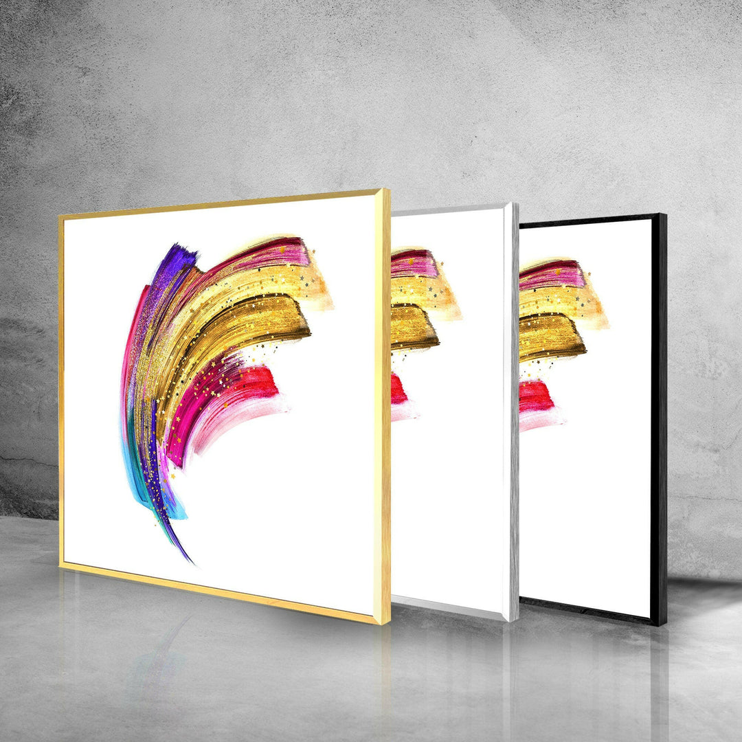 Colorful Golden Abstract Painting Glass Wall Art glass photo prints, glass picture prints
