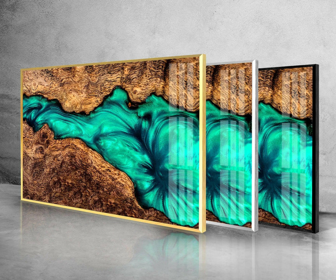 Copper Epoxy Pattern Abstract Glass Wall Art