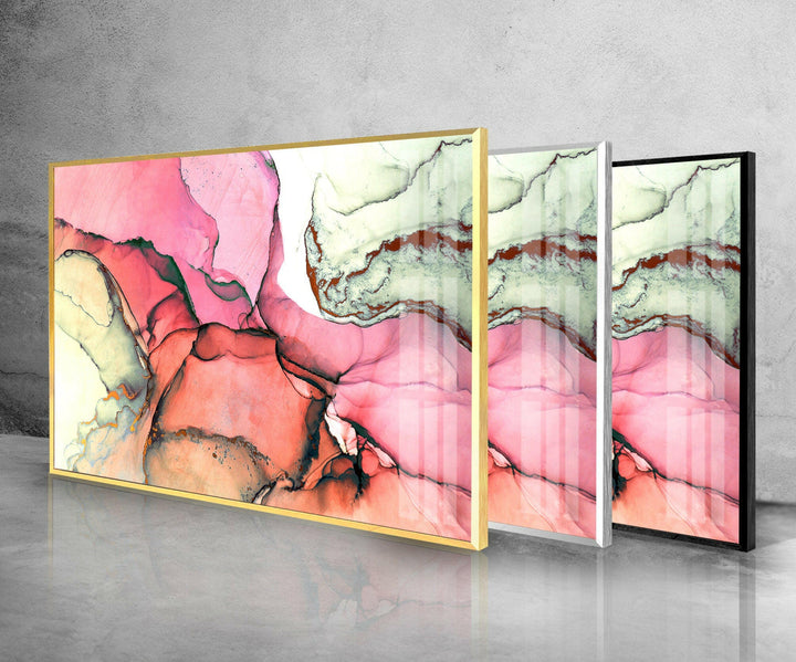 Beige Pink Abstract Glass Wall Art