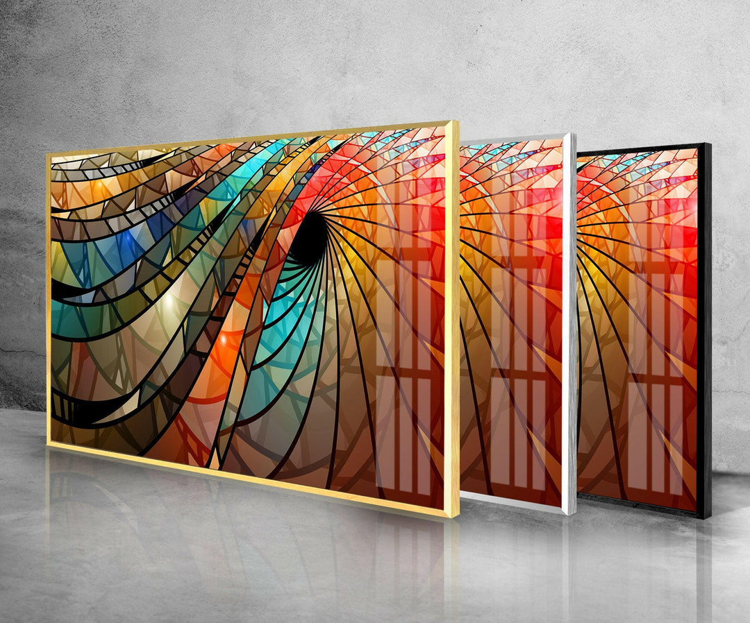 Colorful Spiral Stained Glass Wall Art photo print on glass, prints on glass wall art