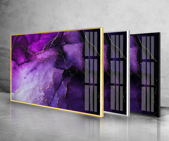 Luxurious Purple Abstract Glass Wall Art