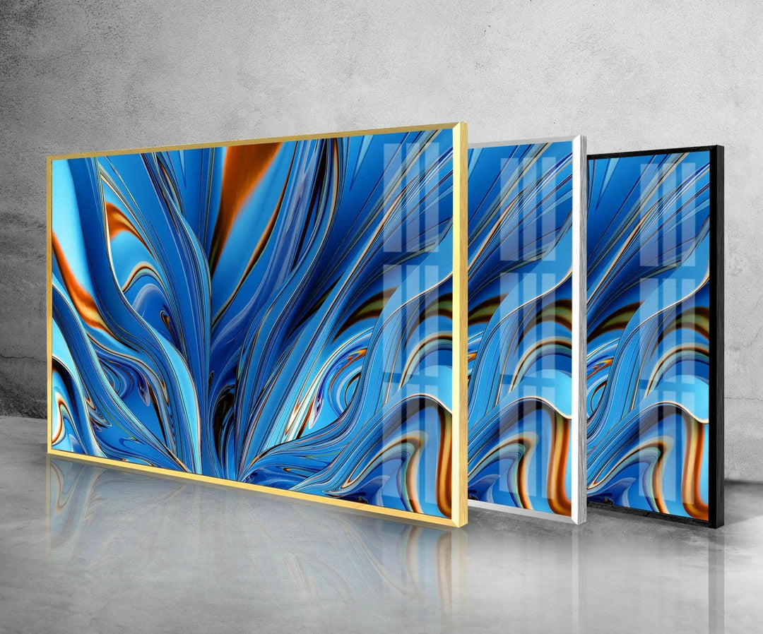 Blue Fractal Wall Art Tempered Glass Wall Art - MyPhotoStation