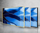 Blue Abstract Tempered Glass Wall Art