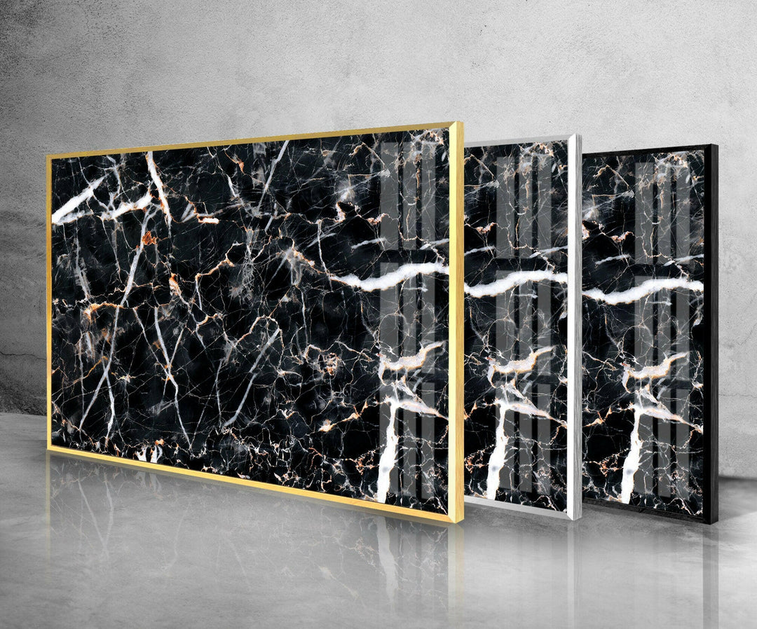 Black Abstract Marble Decor Glass Wall Art glass pictures for Wall, glass prints wall art