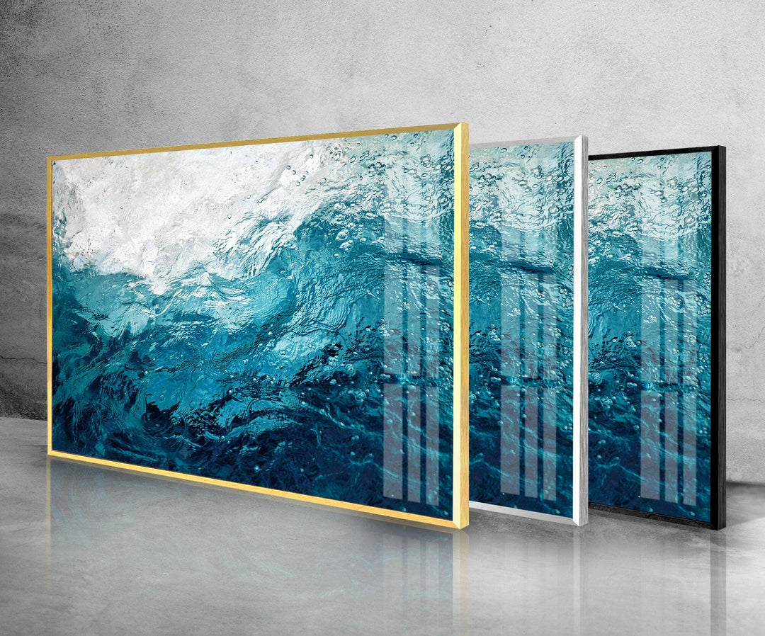 Blue Sea Waves Tempered Glass Wall Art - MyPhotoStation