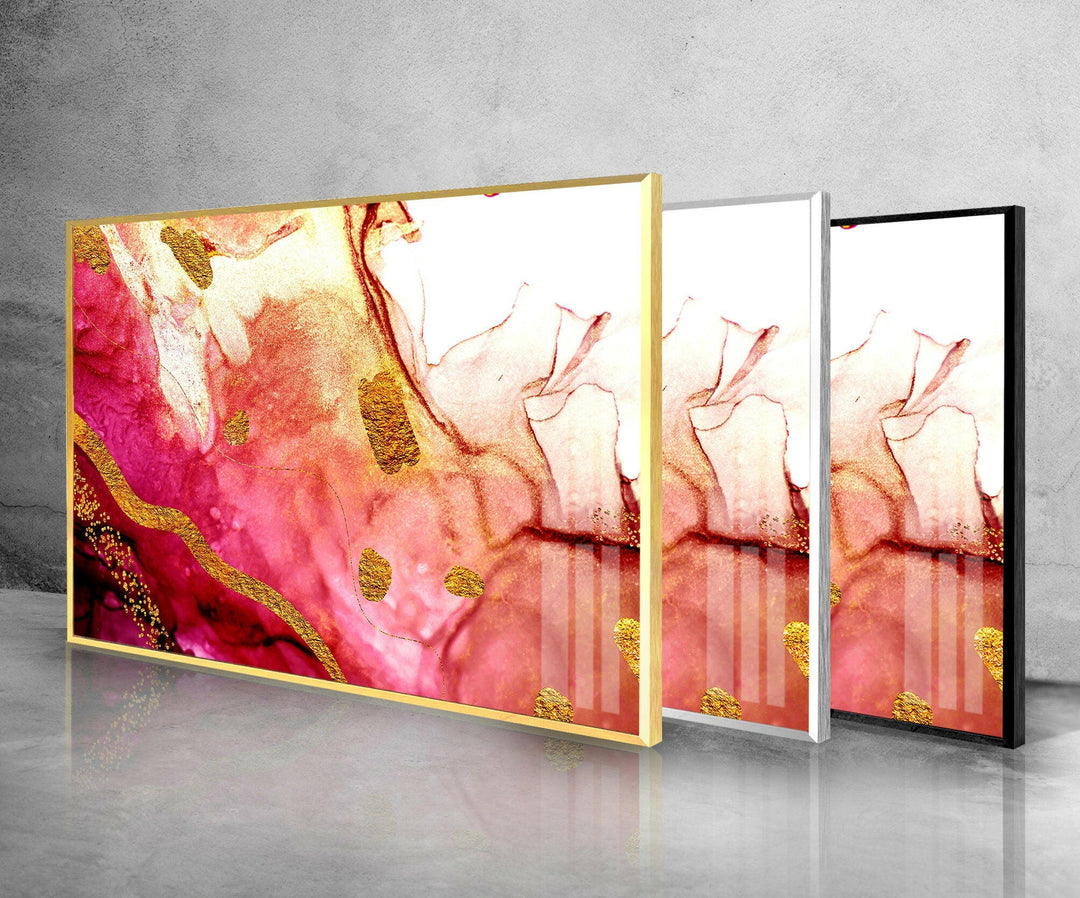 Luxury Pink Alcohol ink Glass Wall Art , glass pictures for Wall, glass prints wall art